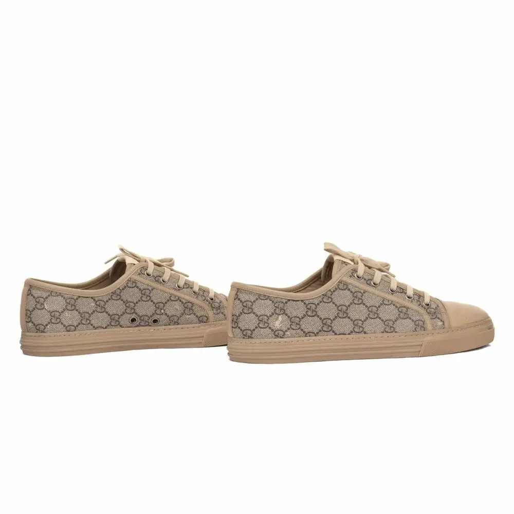 GUCCI Men’s GG Monogram Calfskin Low Top Sneakers Trainers Brown Tan Size : US9
